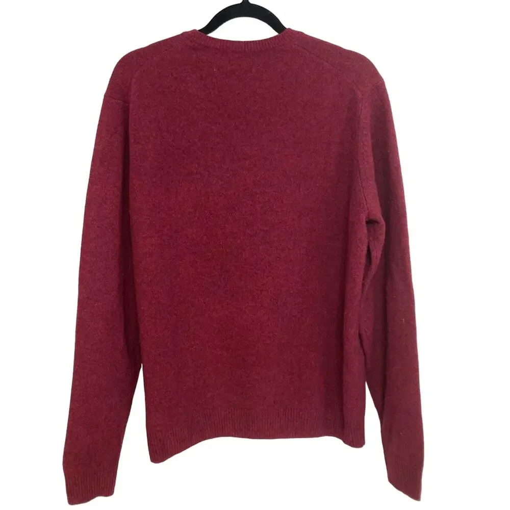 Uniqlo Men’s 100% Wool V-Neck Sweater in Dark Red Academic Preppy - Size L